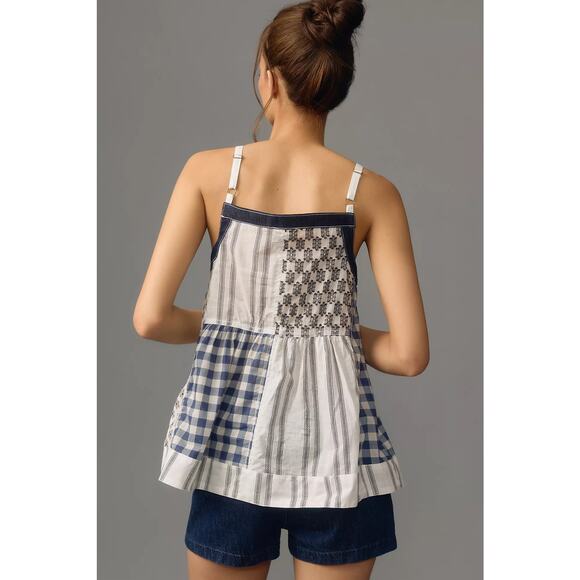 Pilcro Womens Plus Patchwork Button-Front Apron Tank Cottagecore Babydoll Sz 3X - Picture 3 of 9